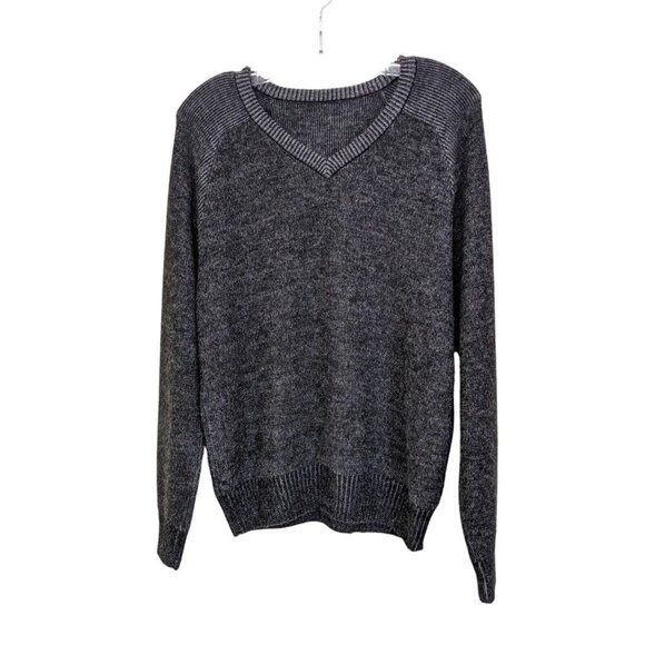 Mens Medium Alpaca Blend Sweater Made In Peru Gray Super Soft Ribbed Hem Cuffs - Picture 1 of 4